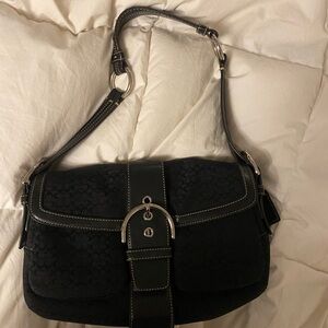 Coach Black Shoulder Bag with Silver Accents